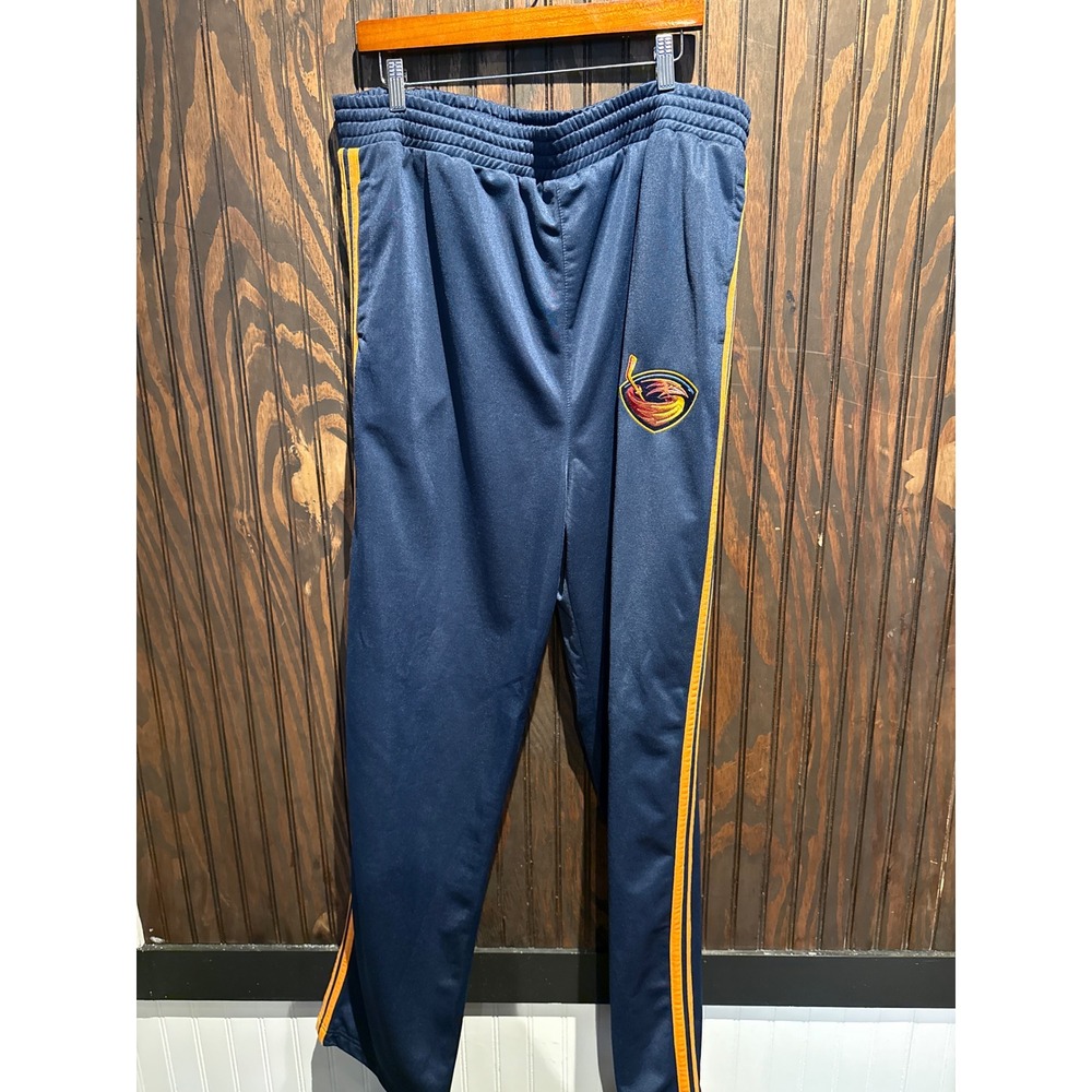 Atlanta Thrashers NHL Vintage Track Pants Navy Blue Yellow Striped Mens XL 19x33